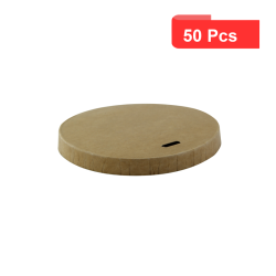 50 Pcs - Couvercle plat brun en carton kraft - Ø62 mm, Hauteur: 10 mm, sans plastique