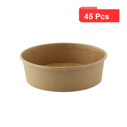45 Pcs - Saladier rond en carton brun Buckaty - 480 ml, Ø150 mm, Hauteur: 48 mm
