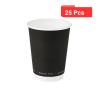 25 Pcs - Gobelet en carton noir double paroi - Ø90 mm, H110 mm, sans plastique