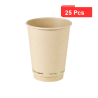 25 Pcs - Gobelet en carton bruni double paroi - Ø90mm, Hauteur: 110mm, sans plastique