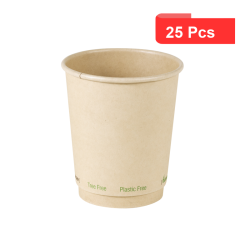 25 Pcs - Gobelet en carton fibre de bambou - Ø80 mm, Hauteur: 92 mm, sans plastique