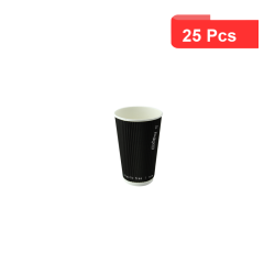 25 Pcs - Gobelet Rippley en carton kraft noir - Ø62mm, Hauteur: 62mm, double paroi