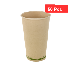 50 Pcs - Gobelet beige en carton fibre de bambou - Ø90 mm, Hauteur: 136 mm