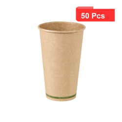 50 Pcs - Gobelet en carton kraft brun Zen - Ø90 mm, Hauteur: 136 mm, sans plastique