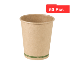 50 Pcs - Gobelet en carton kraft brun Zen - Ø80mm, Hauteur: 92mm, sans plastique