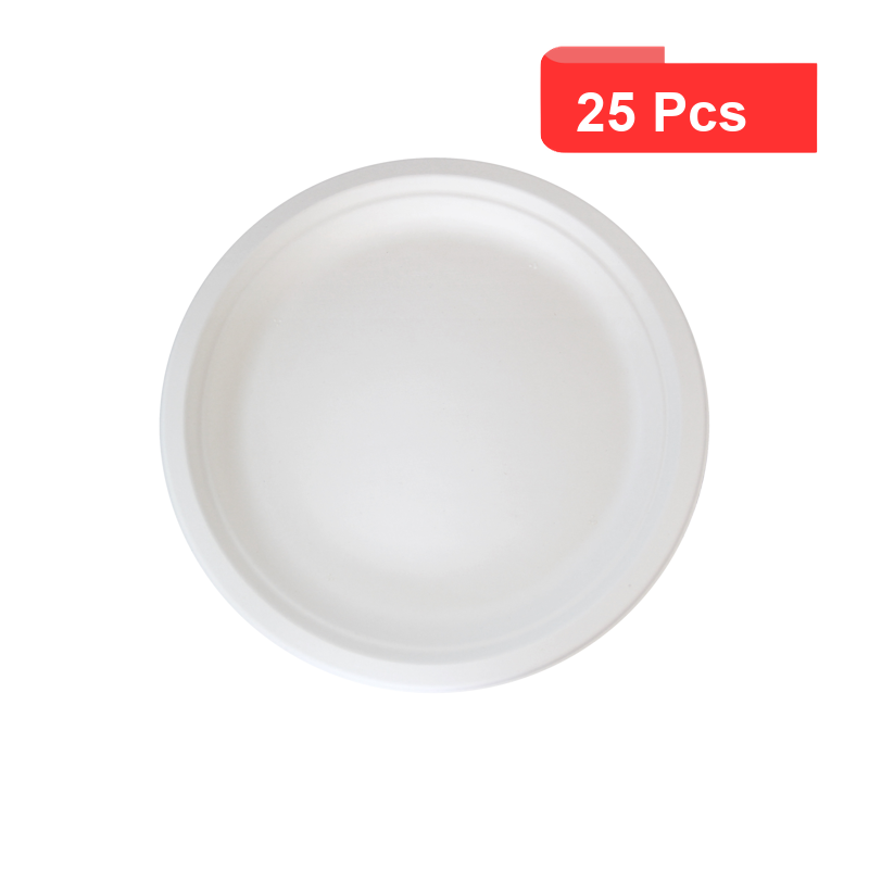 25 Pcs - Assiette ronde blanche en pulpe - Ø242 mm, Hauteur: 23 mm 25 Pcs - Assiette ronde blanche en pulpe - Ø242 mm, Hauteur: 23 mm