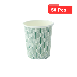 50 Pcs - Gobelet carton blanc décor feuille - Ø80 mm, Hauteur: 92 mm, 56 mm