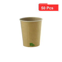 50 Pcs - Gobelet en carton kraft brun Zen - Ø90 mm, Hauteur: 86 mm