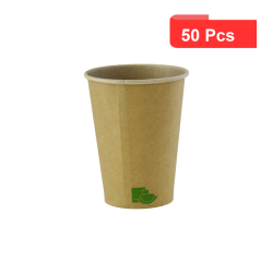 50 Pcs - Gobelet carton kraft brun Zen - Ø90 mm, Hauteur: 136 mm