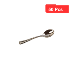 50 Pcs - Cuillère à café plastique argenté - Idéale pour les services, Durable et légère