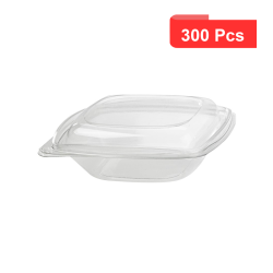 300 Pcs - Saladier RPET carré transparent - 750 ml, 19,5 x 19,5 cm, Hauteur: 4,6 cm
