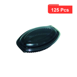 125 Pcs - Cassolette plastique PP ovale noire - 500 ml, 20,7 x 14,3 cm, Hauteur: 3,7 cm