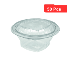 50 Pcs - Saladier rond transparent PET - 500 ml, Diam: 13,5 cm, Hauteur: 5,6 cm