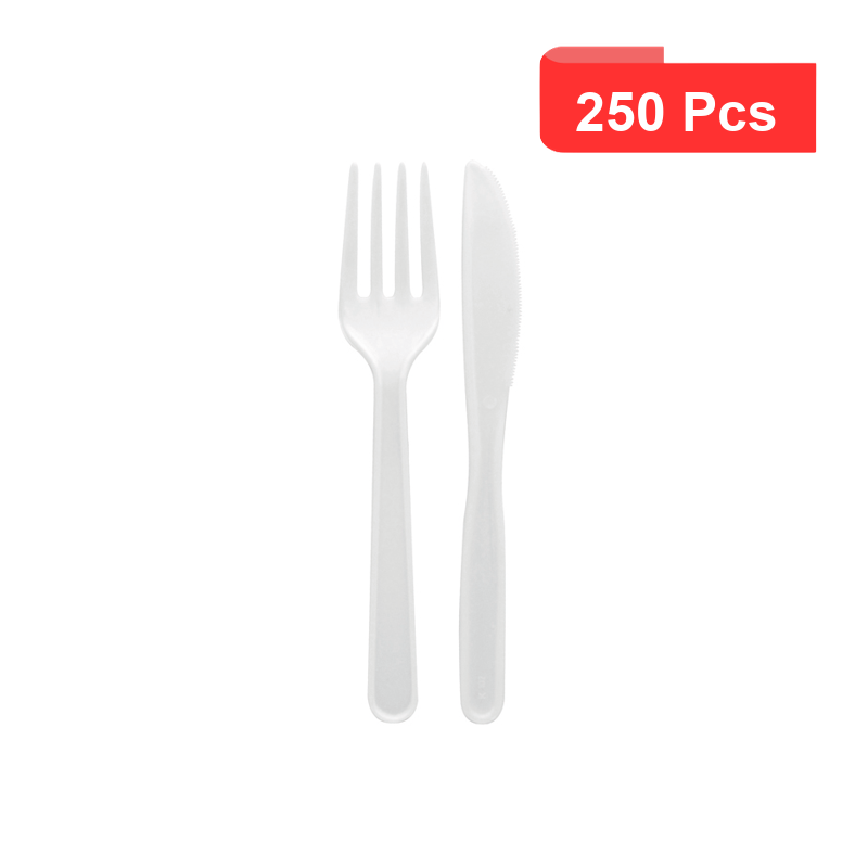 250 Pcs - Kit mini couverts plastique PS blanc 3 en 1 - Fourchette, couteau, serviette 13 cm 250 Pcs - Kit mini couverts plastique PS blanc 3 en 1 - Fourchette, couteau, serviette 13 cm