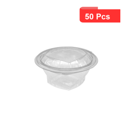 50 Pcs - Saladier Rond Plastique Transparent - 500 ml, Ø 15,5 cm, Hauteur: 9 cm