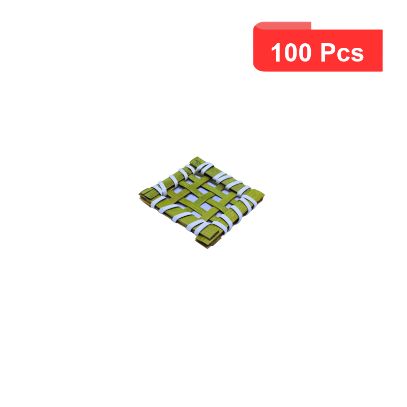 100 Pcs - Carré bambou tressé - 50x50 mm, Écologique et Durable 100 Pcs - Carré bambou tressé - 50x50 mm, Écologique et Durable