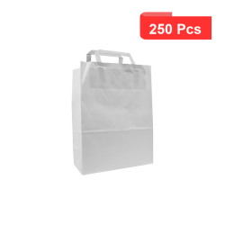 250 Pcs - Sac cabas papier blanc - 20 x 10 x 28 cm, idéal pour vos commerces horeca