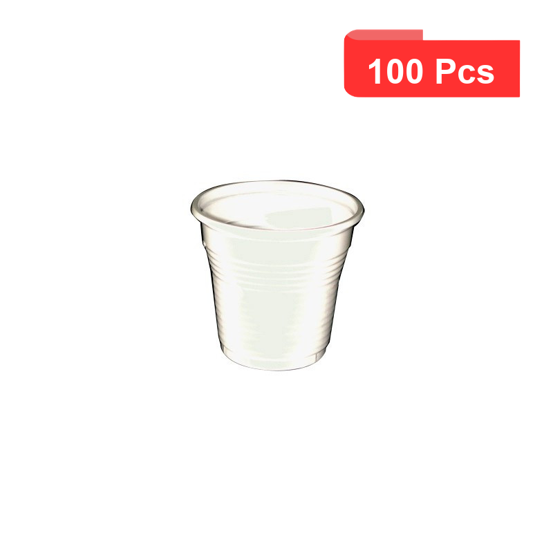 100 Pcs - Gobelet plastique PS blanc - 100 ml, Diam: 5,5 cm, Hauteur: 5,5 cm 100 Pcs - Gobelet plastique PS blanc - 100 ml, Diam: 5,5 cm, Hauteur: 5,5 cm
