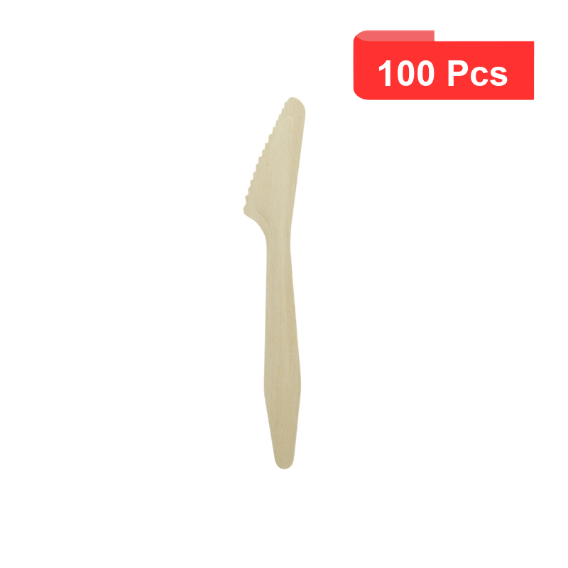 100 Pcs - Couteau en Bois Hercule - 185 mm, Idéal pour HORECA 100 Pcs - Couteau en Bois Hercule - 185 mm, Idéal pour HORECA