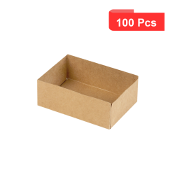 100 Pcs - Boîte pâtissière carton brun - 160 x 120 mm, Hauteur: 50 mm