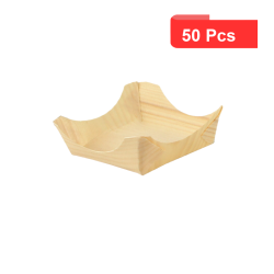 50 Pcs - Mini assiette bois Pin Up - 85x85 mm, Hauteur: 35 mm