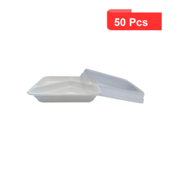 50 Pcs - Barquette scellable blanche en pulpe - 3 compartiments, 227x178 mm, H: 45 mm