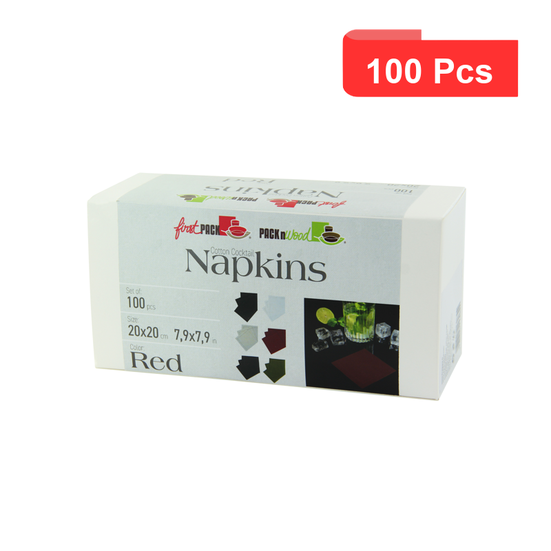 100 Pcs - Serviette cocktail coton rouge - 200 x 195 mm, Élégante et Pratique 100 Pcs - Serviette cocktail coton rouge - 200 x 195 mm, Élégante et Pratique