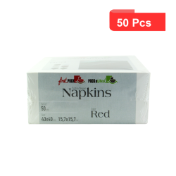 50 Pcs - Serviette de table en coton rouge - 400 x 395 mm, Douceur et Absorption
