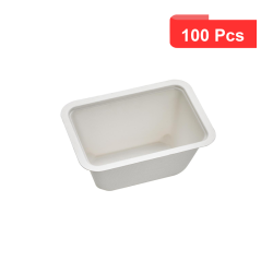 100 Pcs - Barquette scellable en pulpe laminée PLA - 137 x 95 mm, Hauteur: 63 mm