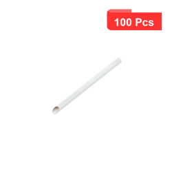 100 Pcs - Paille biseautée blanche pour Bubble Tea - 200 mm, emballage individuel