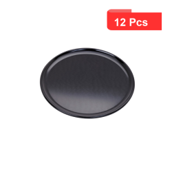 12 Pcs - Plateau noir pour pizza en aluminium - Ø203 mm, Hauteur: 8 mm