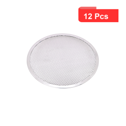 12 Pcs - Grille à pizza ronde en aluminium - Ø305 mm, Hauteur 4 mm, Fond ajouré