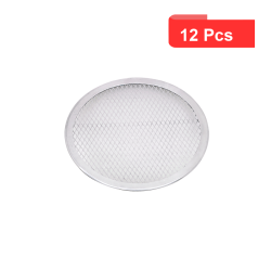 12 Pcs - Grille à pizza ronde en aluminium - Ø203 mm, Hauteur: 4 mm
