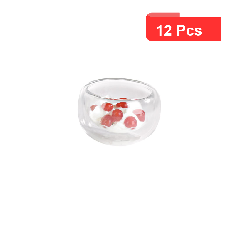 12 Pcs - Mini verre borosilicate "Birdy" - 50 ml, Diam: 5 cm, Hauteur: 4,5 cm 12 Pcs - Mini verre borosilicate "Birdy" - 50 ml, Diam: 5 cm, Hauteur: 4,5 cm