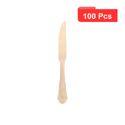 100 Pcs - Couteau en bois "Baroque" - 20,5 cm, Idéal pour services horeca