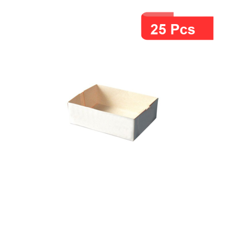 25 Pcs - Boîte pâtissière carton blanc sans couvercle 14 x 10 x 5 cm