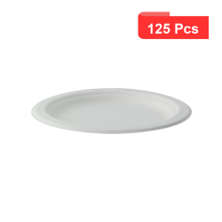 125 Pcs - Assiette ronde blanche en pulpe Diam: 16 cm 16 x 16 cm