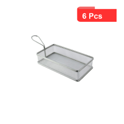 6 Pcs - Grand panier friteuse métal rectangulaire 22 x 12 x 3,5 cm