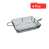 6 Pcs - Panier métal noir rectangulaire avec porte coupelle 31 x 18 x 6 cm
