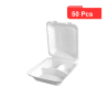 50 Pcs - Coquille blanche pulpe 3 compartiments 22 x 20,2 x 8 cm