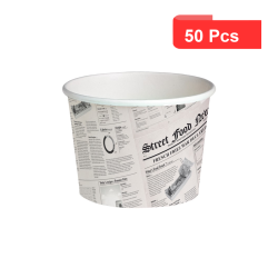50 Pcs - Pot "Deli" rond en carton décor journal 650 ml Diam: 11,4 cm 11,4 x 9,1 x 9,9 cm
