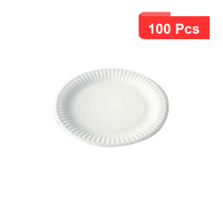 100 Pcs - Assiette ronde en carton blanc Diam: 15 cm