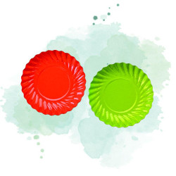 200 Pcs - Coupelle carton double face Anis/Fuchsia - Diam: 9 cm, Hauteur: 9 cm