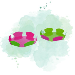 200 Pcs - Corolle carton double face Anis/Fuchsia - Diam: 8 cm, Hauteur: 8 cm