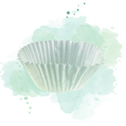 100 Pcs - Caissette papier cuisson ronde blanche - Diam: 5,5 cm, Hauteur: 4,1 cm