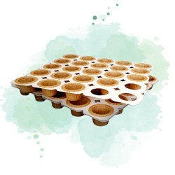 50 Pcs - Plateau cuisson carton avec 25 moules mini cake - 285x285mm, Hauteur: 25mm