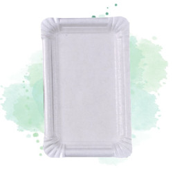 250 Pcs - Assiette rectangulaire en carton recyclé blanc 17,5 x 11 cm