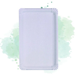 250 Pcs -Assiette rectangulaire en carton recyclé blanc 33 x 19 cm