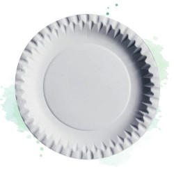 100 Pcs - Assiette ronde en carton blanc - Diam: 18 cm, Résistant, Eco-friendly