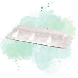 50 Pcs - Couvercle PET transparent 3 compartiments - 26 x 11 cm, Hauteur: 3,2 cm